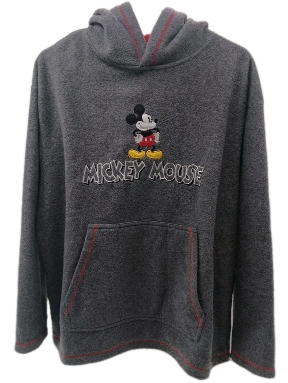 Mickey Unlimited Disney Fleece Hoodie Mens Medium Gray Embroidered Mickey Mouse